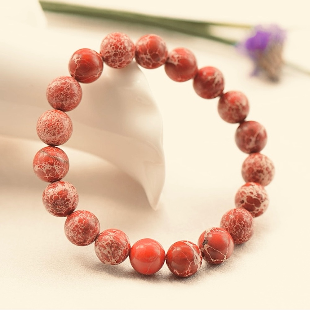 🆕New Burnt Red Orange Jasper Healing Crystal Bracelet 8mm